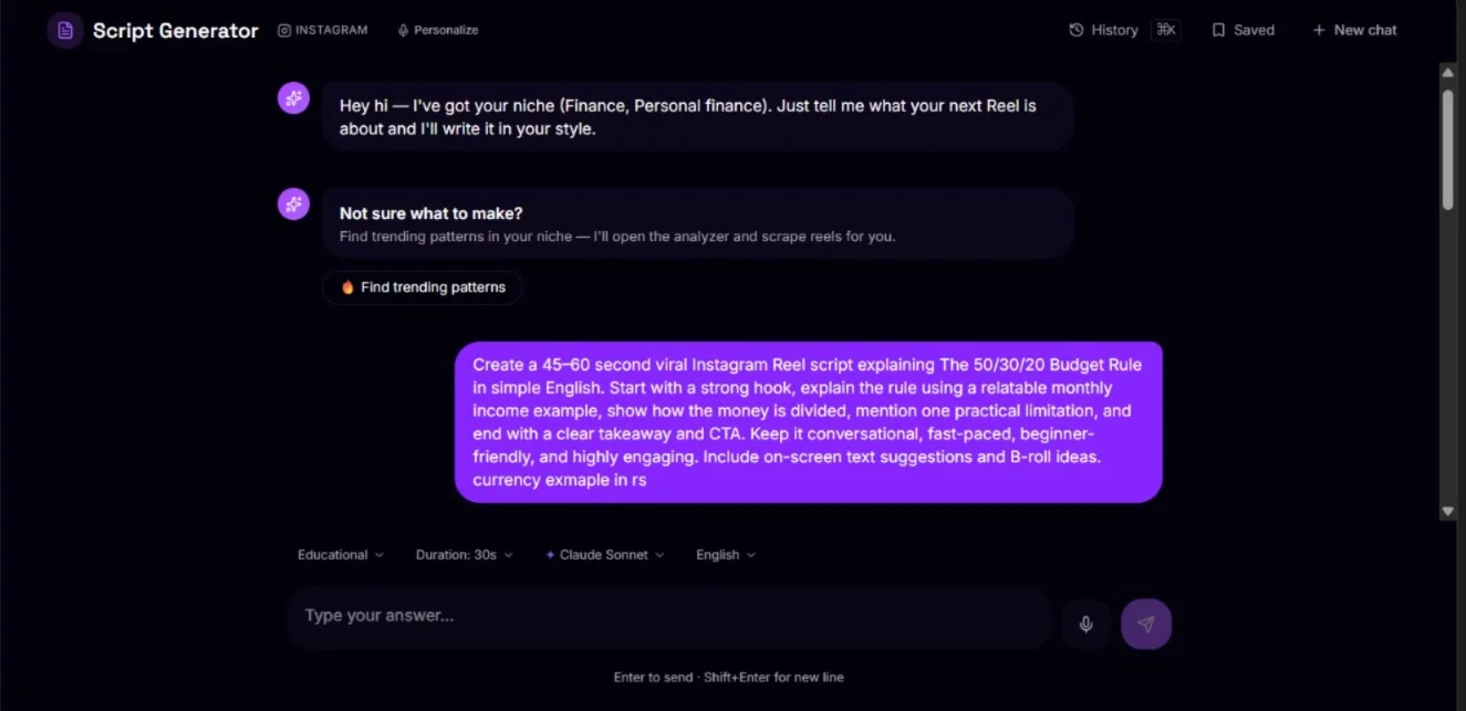 SocialRum AI script generator
